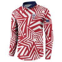 Custom Soccer 2026 USA Button Sweatshirt Red Star Stylized