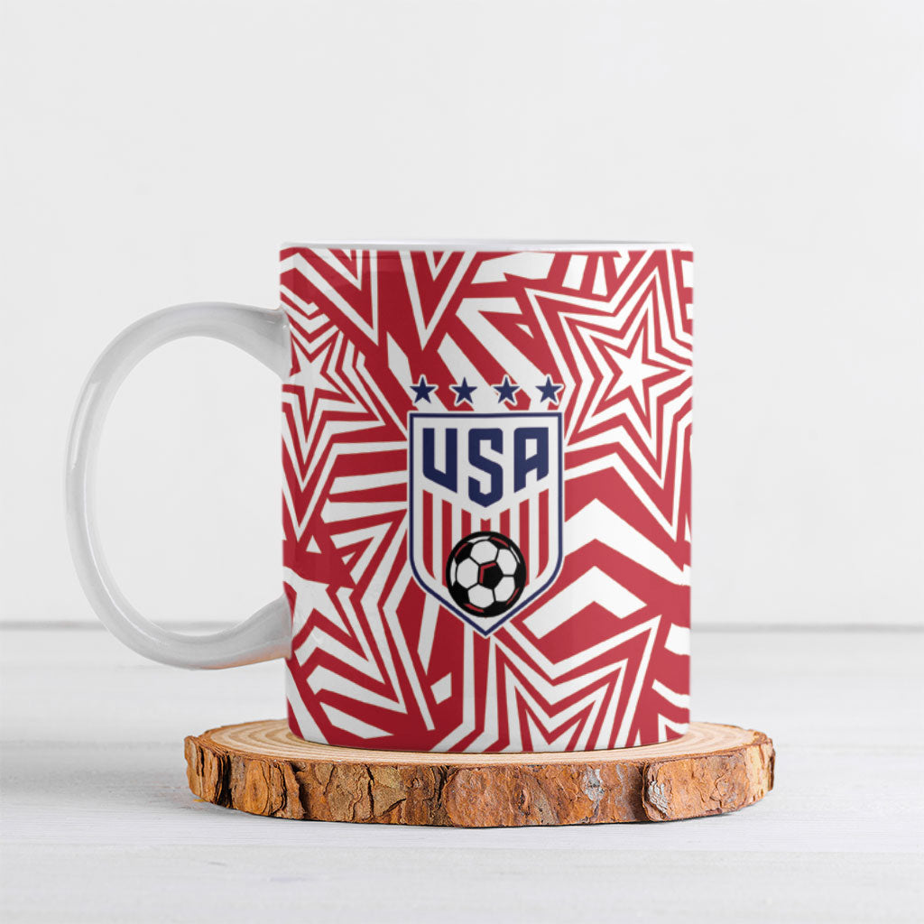 Custom Soccer 2026 USA Ceramic Mug Red Star Stylized
