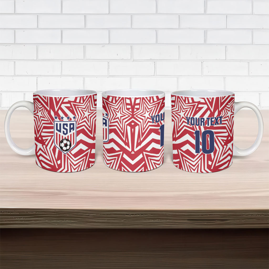Custom Soccer 2026 USA Ceramic Mug Red Star Stylized