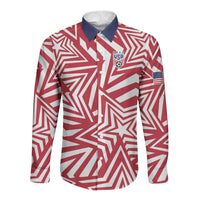Custom Soccer 2026 USA Long Sleeve Button Shirt Red Star Stylized