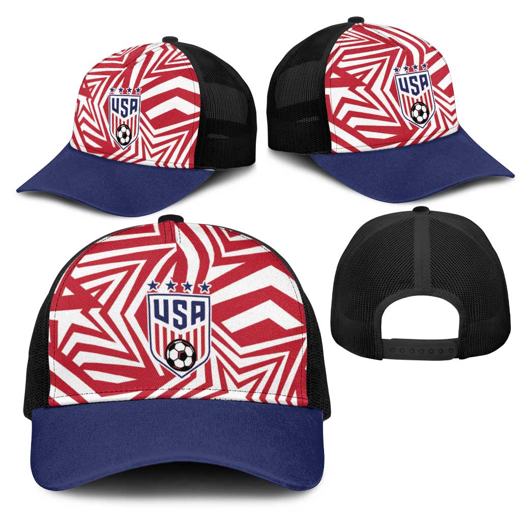 Soccer 2026 USA Mesh Trucker Cap Red Star Stylized