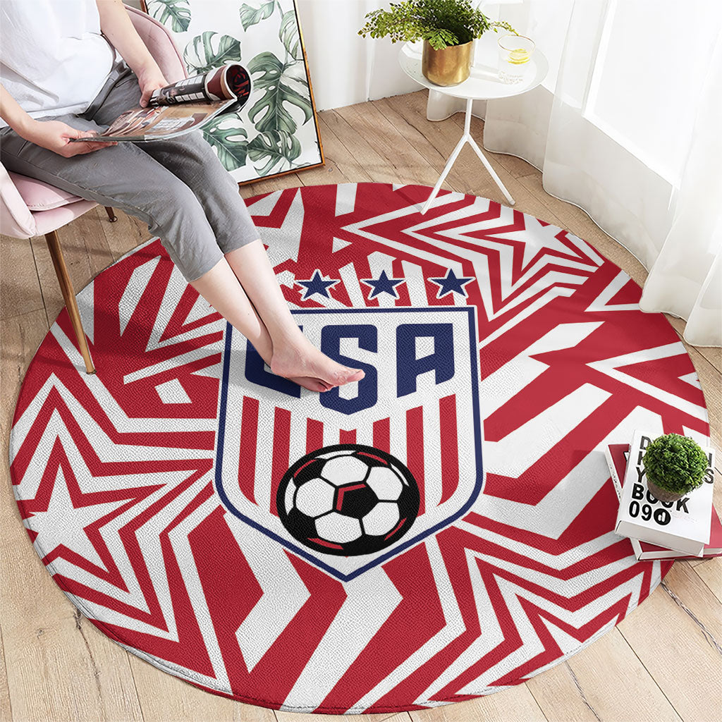 Soccer 2026 USA Round Carpet Red Star Stylized