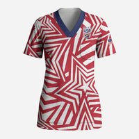 Custom Soccer 2026 USA Scrub Top Red Star Stylized