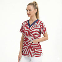 Custom Soccer 2026 USA Scrub Top Red Star Stylized