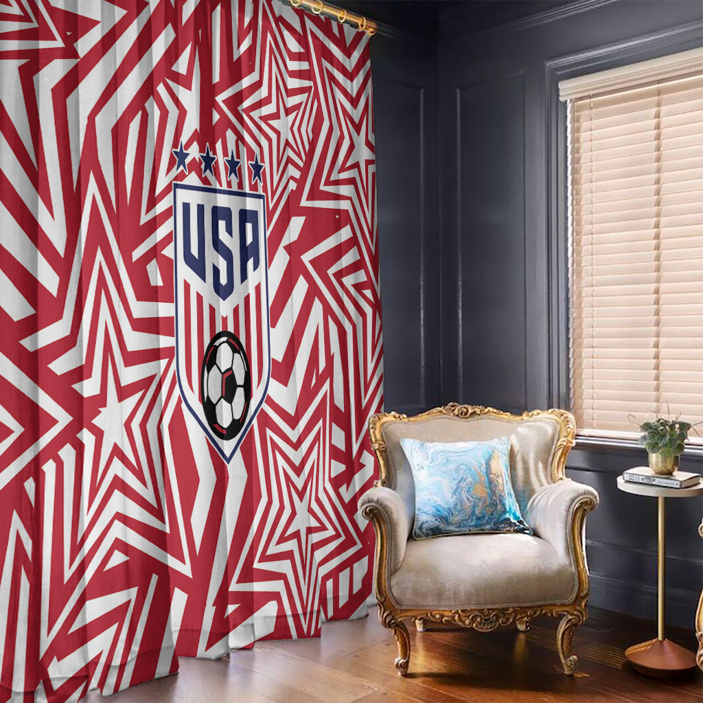 Soccer 2026 USA Window Curtain Red Star Stylized