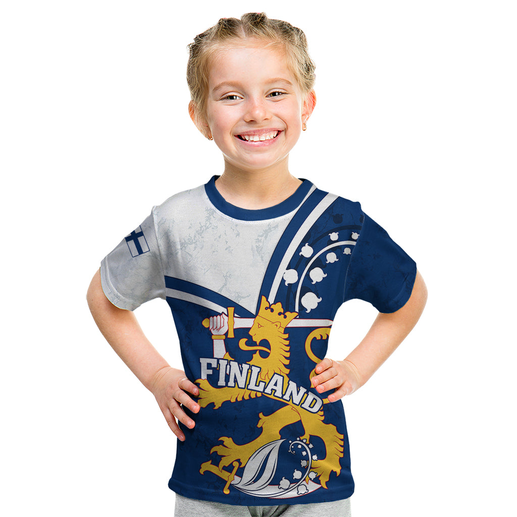 Finland Kid T Shirt Suomi Lion With Lily of the Valley - Wonder Print Shop