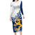 Finland Long Sleeve Bodycon Dress Suomi Lion With Lily of the Valley - Wonder Print Shop