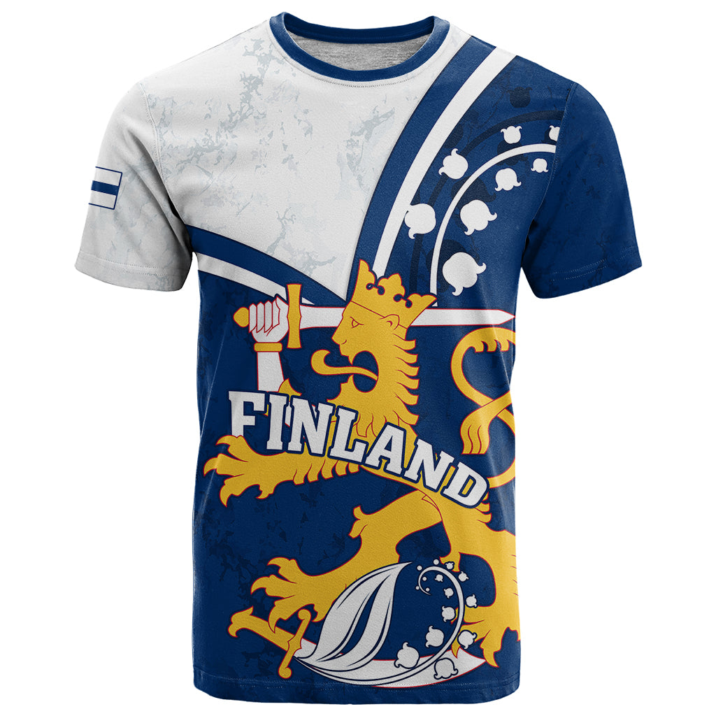 Finland T Shirt Suomi Lion With Lily of the Valley - Wonder Print Shop