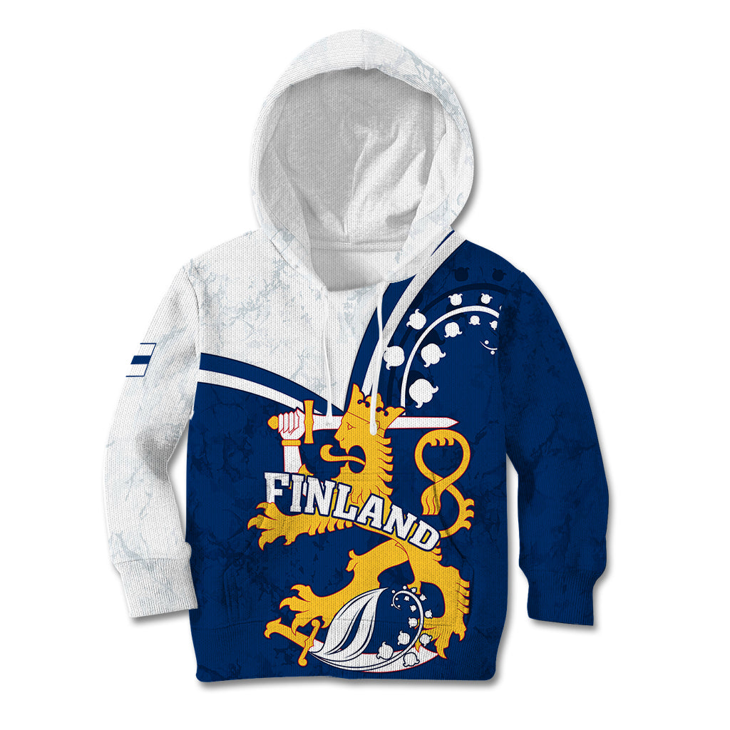 Personalised Finland Kid Hoodie Suomi Lion With Lily of the Valley - Wonder Print Shop