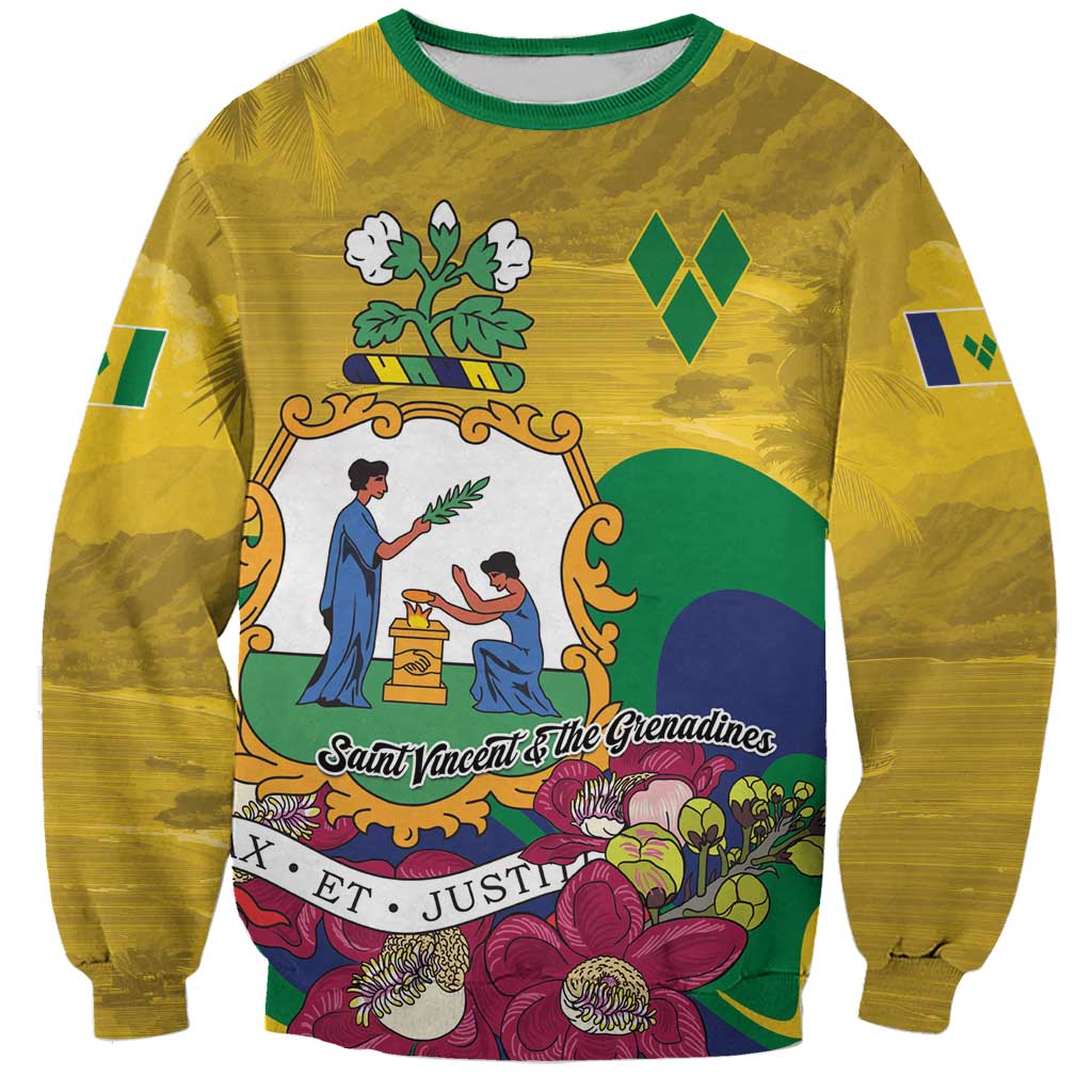 Personalized Saint Vincent and the Grenadines Sweatshirt Cannonball Flower Tropical Style - Wonder Print Shop