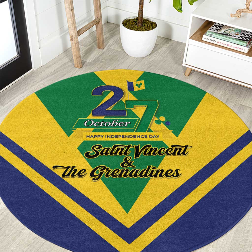 Saint Vincent and the Grenadines Independence Day Round Carpet Simple Style - Wonder Print Shop