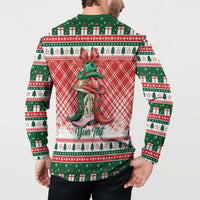 Personalized Cowgirl Boots Howdy Christmas Button Sweatshirt Western Christmas - Wonder Print Shop