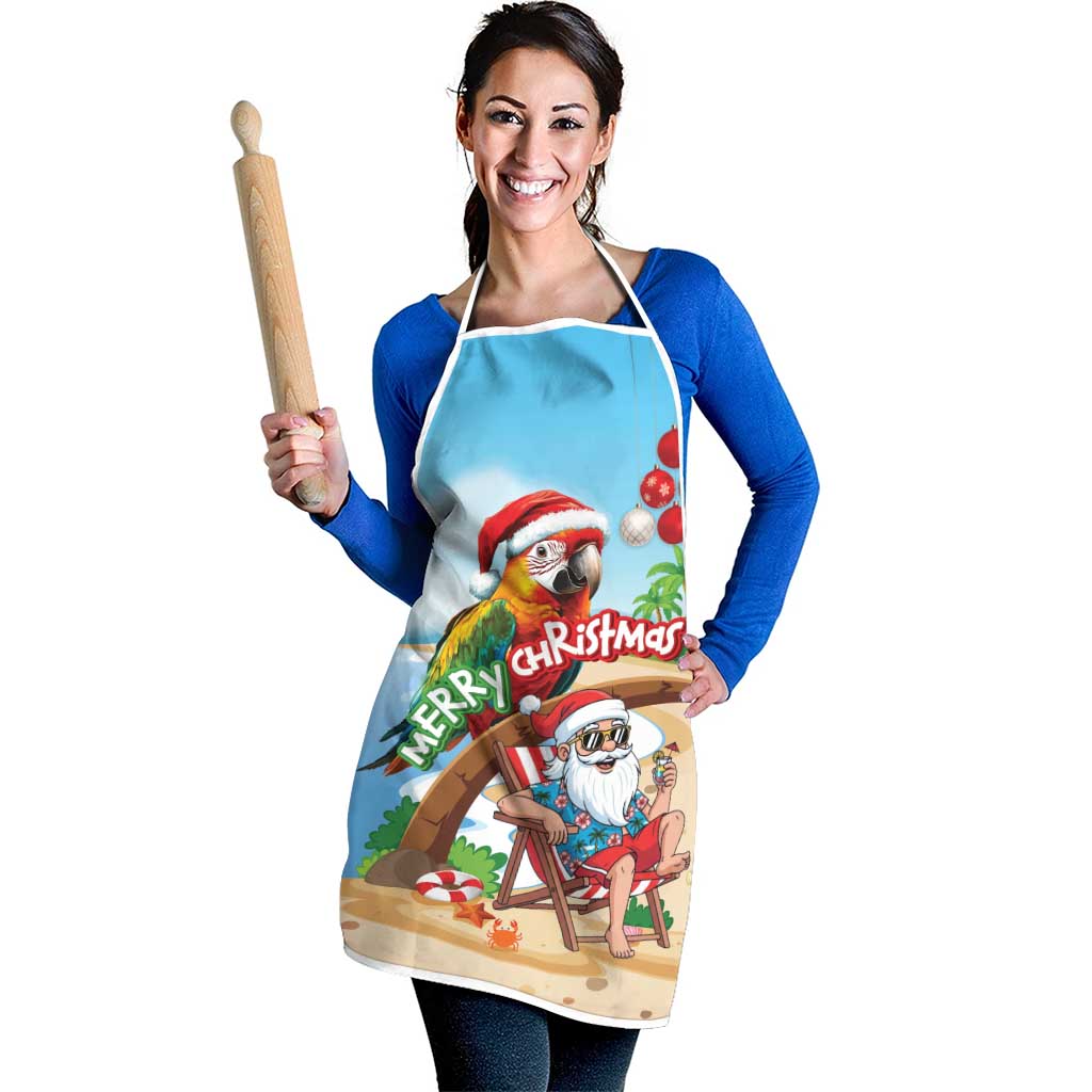 Hawaii Santa Parrot Christmas Apron Summer Vibe - undefined