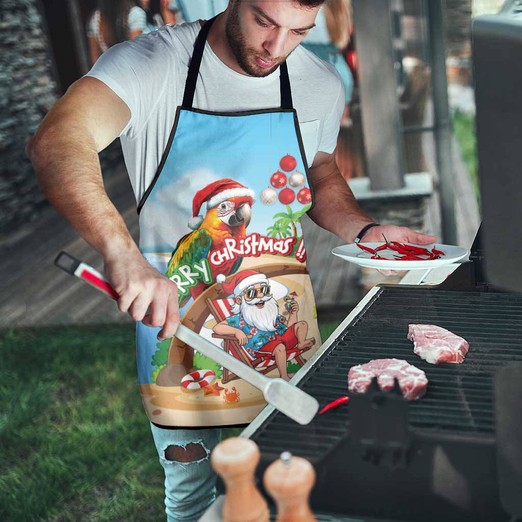 Hawaii Santa Parrot Christmas Apron Summer Vibe - undefined