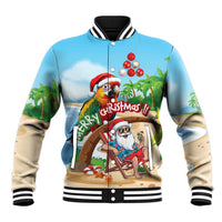 Personalized Hawaii Santa Parrot Christmas Baseball Jacket Summer Vibe - Wonder Print Shop