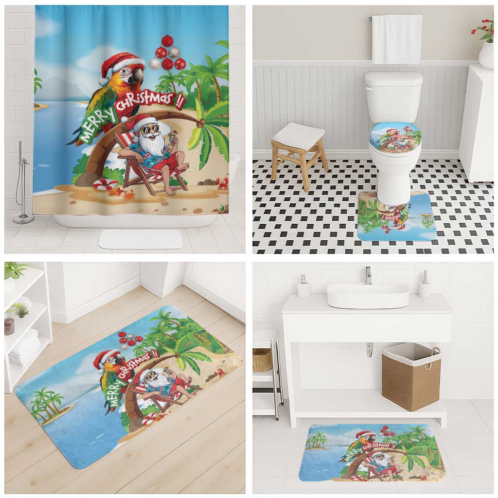 Hawaii Santa Parrot Christmas Bathroom Set Summer Vibe - Wonder Print Shop