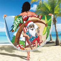 Hawaii Santa Parrot Christmas Beach Blanket Summer Vibe - Wonder Print Shop