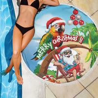 Hawaii Santa Parrot Christmas Beach Blanket Summer Vibe - Wonder Print Shop