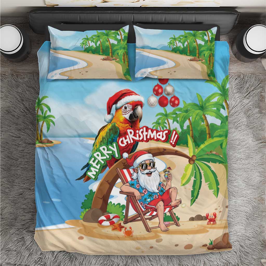 Hawaii Santa Parrot Christmas Bedding Set Summer Vibe - Wonder Print Shop