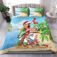 Hawaii Santa Parrot Christmas Bedding Set Summer Vibe - Wonder Print Shop