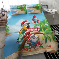 Hawaii Santa Parrot Christmas Bedding Set Summer Vibe - Wonder Print Shop
