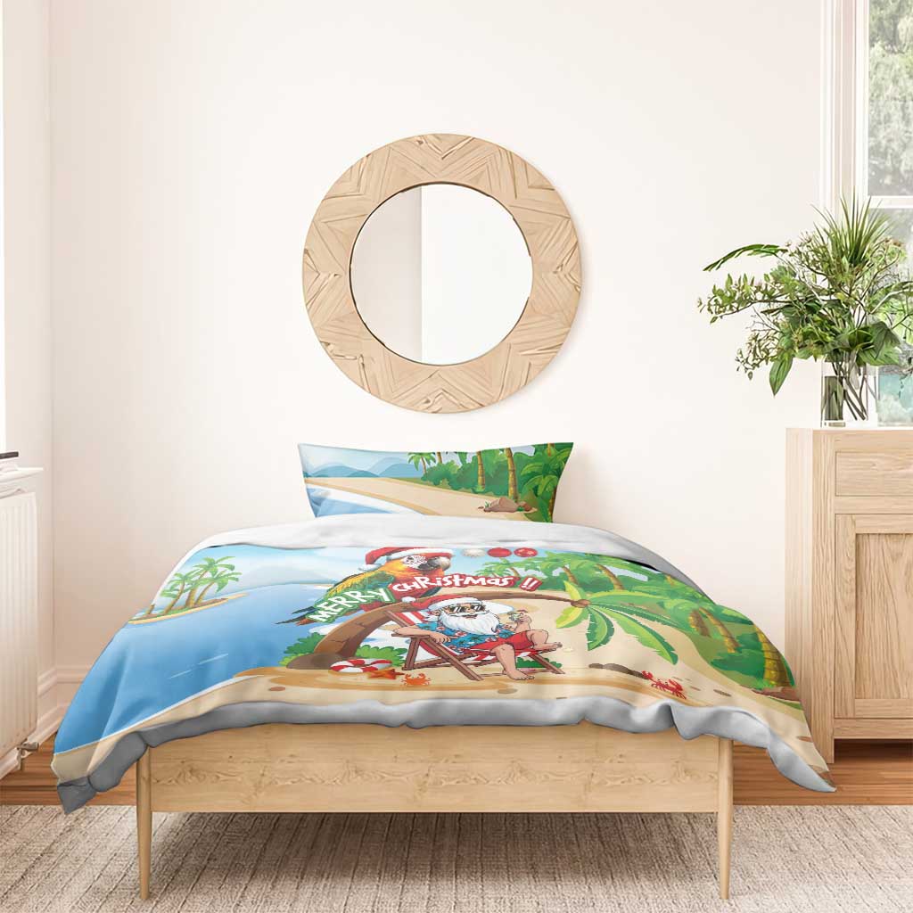 Hawaii Santa Parrot Christmas Bedding Set Summer Vibe - Wonder Print Shop