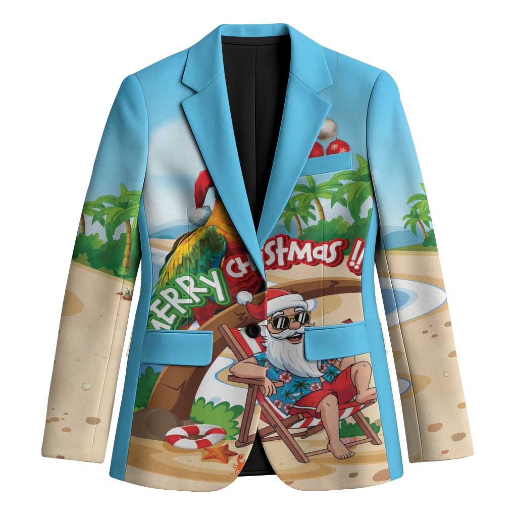 Personalized Hawaii Santa Parrot Christmas Blazer Summer Vibe - Wonder Print Shop