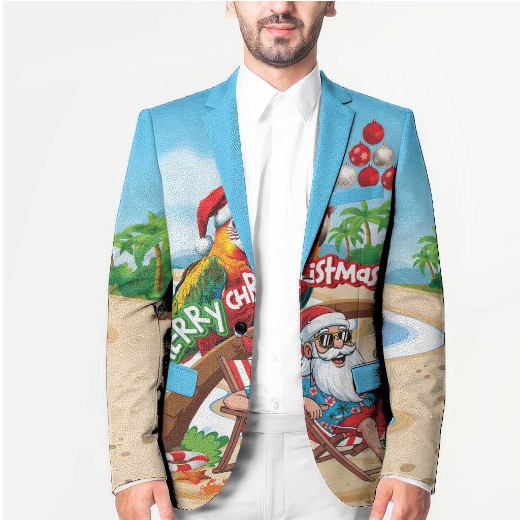 Personalized Hawaii Santa Parrot Christmas Blazer Summer Vibe - Wonder Print Shop