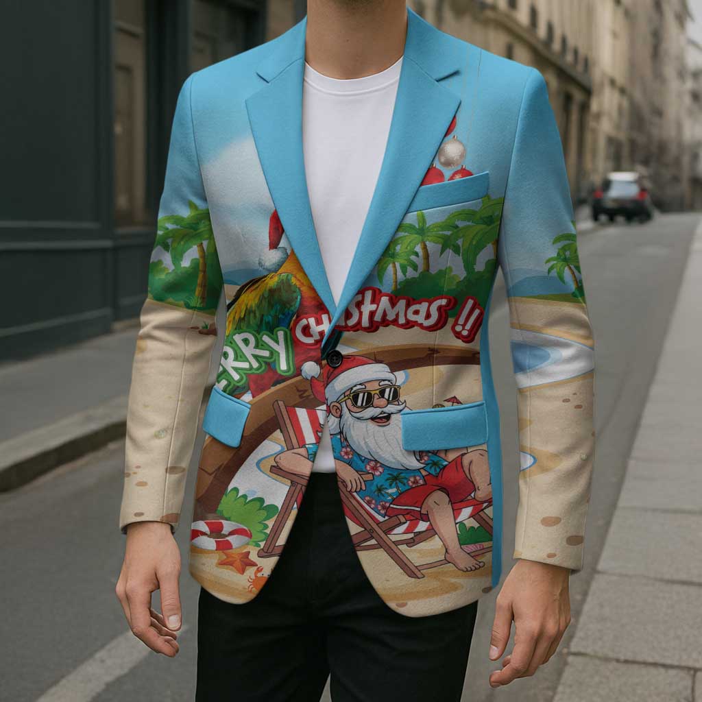 Personalized Hawaii Santa Parrot Christmas Blazer Summer Vibe - Wonder Print Shop