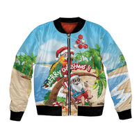 Personalized Hawaii Santa Parrot Christmas Bomber Jacket Summer Vibe - Wonder Print Shop