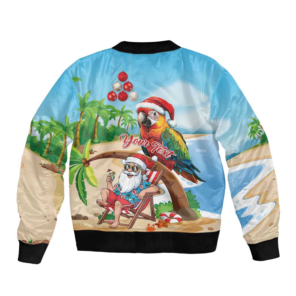 Personalized Hawaii Santa Parrot Christmas Bomber Jacket Summer Vibe - Wonder Print Shop