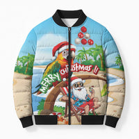 Personalized Hawaii Santa Parrot Christmas Bomber Puffer Jacket Summer Vibe - Wonder Print Shop