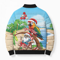 Personalized Hawaii Santa Parrot Christmas Bomber Puffer Jacket Summer Vibe - Wonder Print Shop