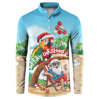 Personalized Hawaii Santa Parrot Christmas Button Sweatshirt Summer Vibe - Wonder Print Shop