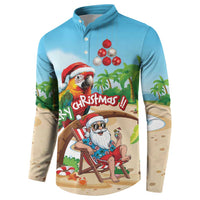 Personalized Hawaii Santa Parrot Christmas Button Sweatshirt Summer Vibe - Wonder Print Shop