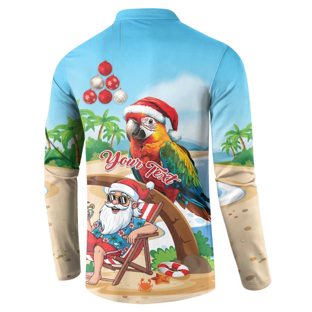 Personalized Hawaii Santa Parrot Christmas Button Sweatshirt Summer Vibe - Wonder Print Shop
