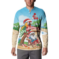 Personalized Hawaii Santa Parrot Christmas Button Sweatshirt Summer Vibe - Wonder Print Shop