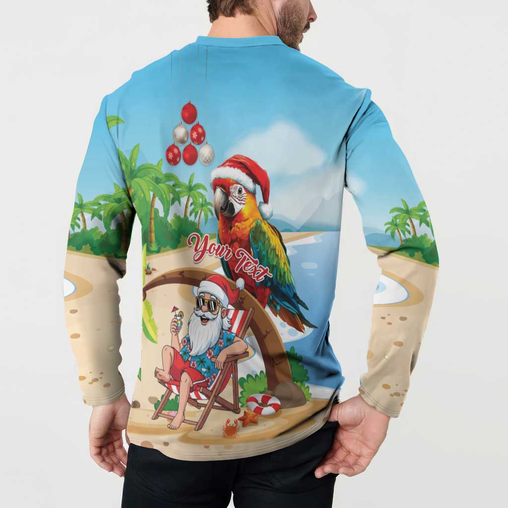 Personalized Hawaii Santa Parrot Christmas Button Sweatshirt Summer Vibe - Wonder Print Shop