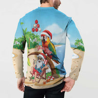 Personalized Hawaii Santa Parrot Christmas Button Sweatshirt Summer Vibe - Wonder Print Shop