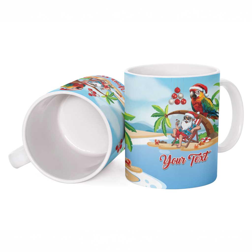 Personalized Hawaii Santa Parrot Christmas Ceramic Mug Summer Vibe - Wonder Print Shop