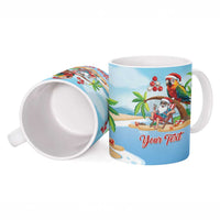 Personalized Hawaii Santa Parrot Christmas Ceramic Mug Summer Vibe - Wonder Print Shop