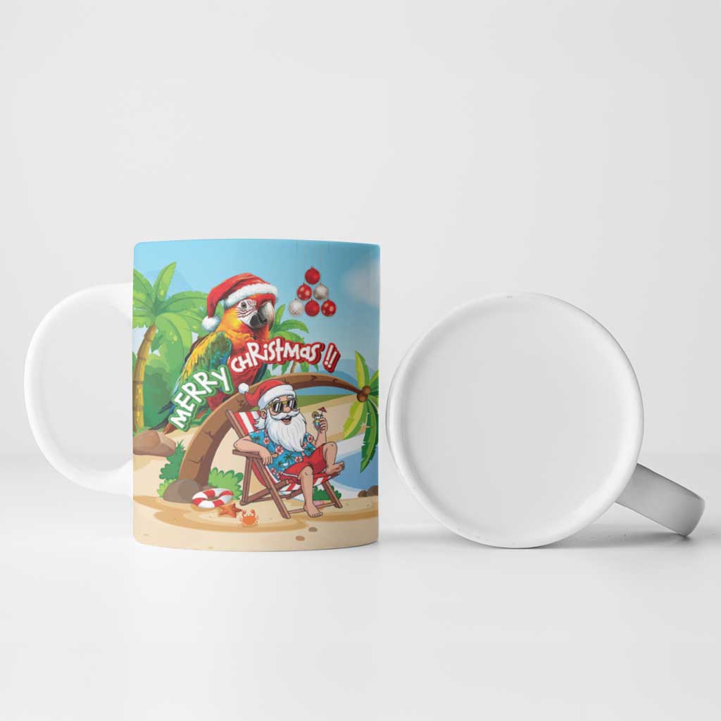 Personalized Hawaii Santa Parrot Christmas Ceramic Mug Summer Vibe - Wonder Print Shop