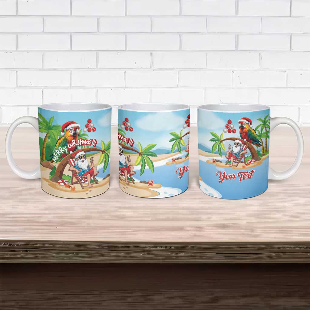 Personalized Hawaii Santa Parrot Christmas Ceramic Mug Summer Vibe - Wonder Print Shop