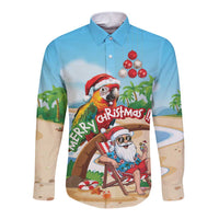 Personalized Hawaii Santa Parrot Christmas Long Sleeve Button Shirt Summer Vibe - Wonder Print Shop