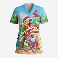 Personalized Hawaii Santa Parrot Christmas Scrub Top Summer Vibe - Wonder Print Shop