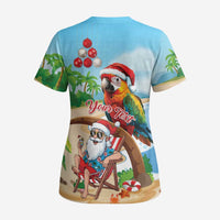 Personalized Hawaii Santa Parrot Christmas Scrub Top Summer Vibe - Wonder Print Shop
