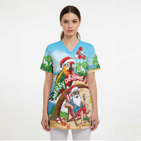 Personalized Hawaii Santa Parrot Christmas Scrub Top Summer Vibe - Wonder Print Shop