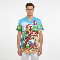 Personalized Hawaii Santa Parrot Christmas Scrub Top Summer Vibe - Wonder Print Shop