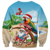 Personalized Hawaii Santa Parrot Christmas Sweatshirt Summer Vibe - Wonder Print Shop