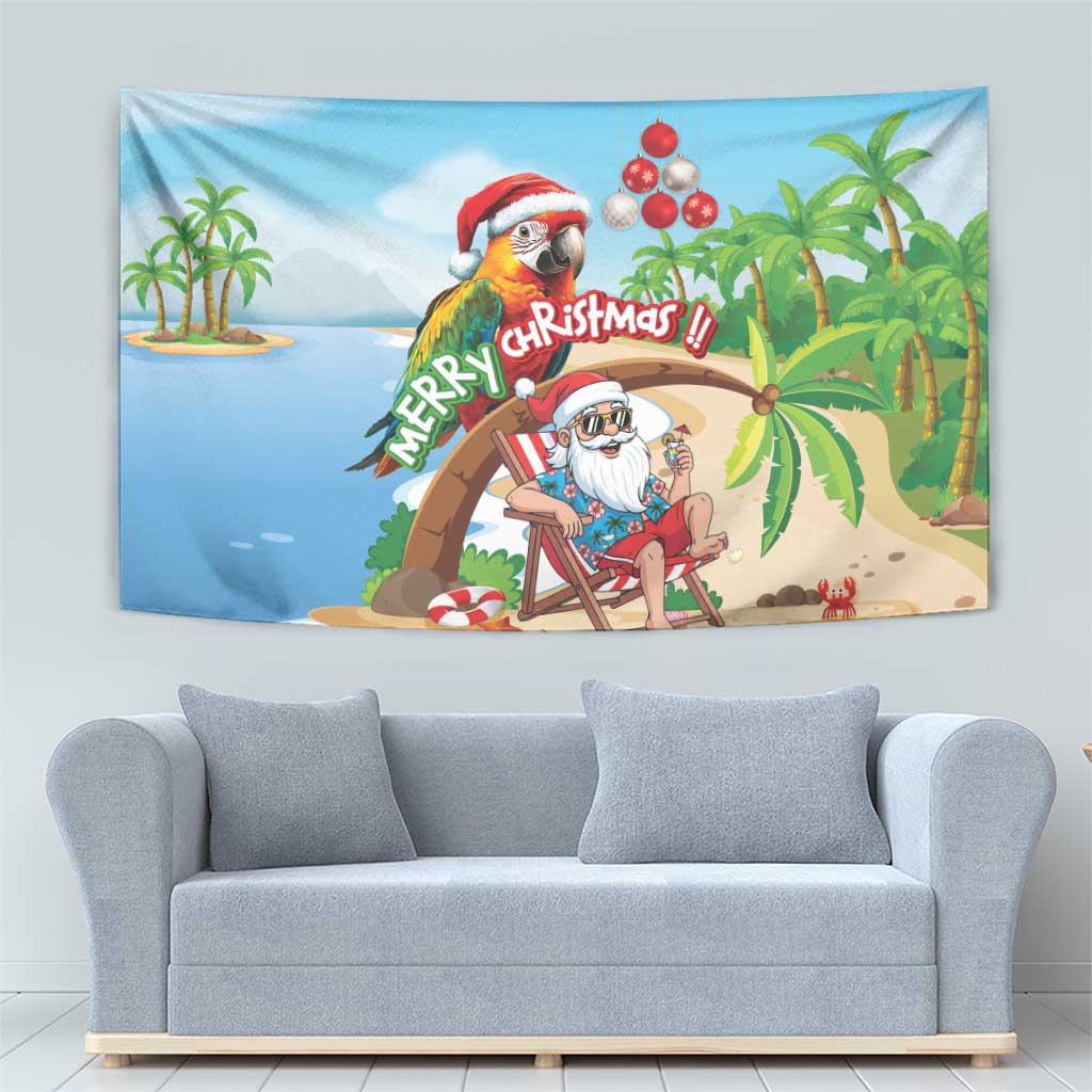 Hawaii Santa Parrot Christmas Tapestry Summer Vibe - Wonder Print Shop
